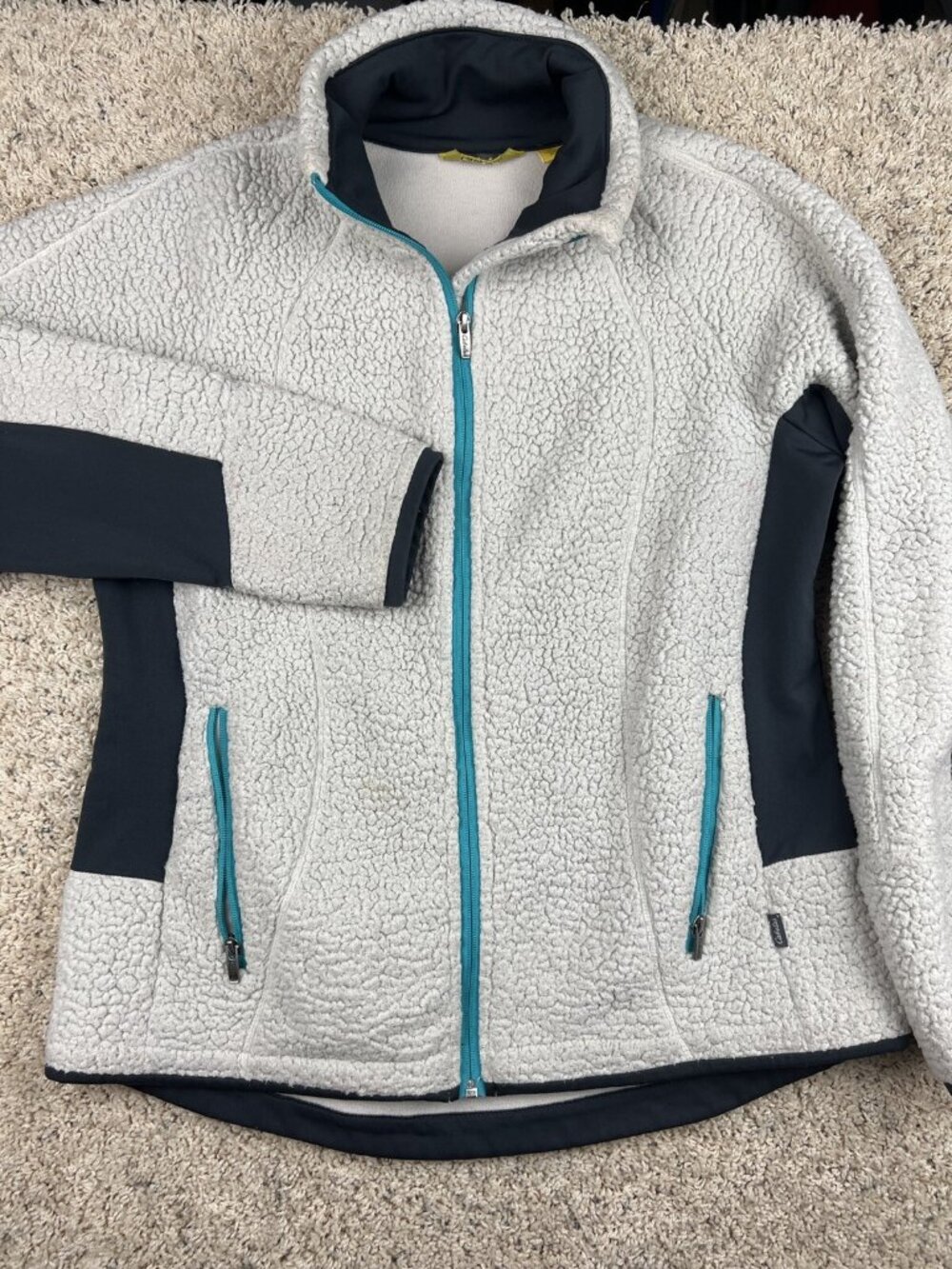 Cabela’s Fleece Jacket Women’s L Full Zip Long Sleeve Chunky Knit Off White